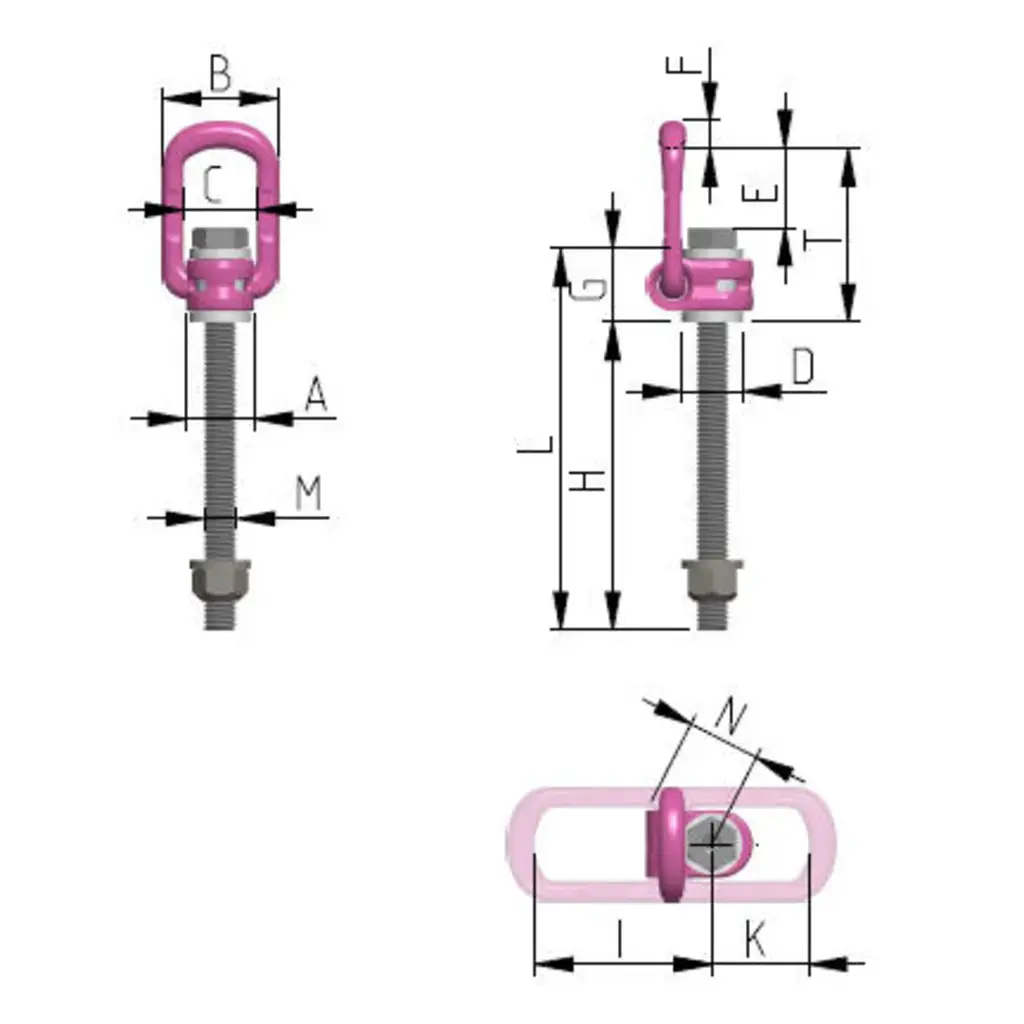Load ring VLBG 4t M27 with max length H=239 mm